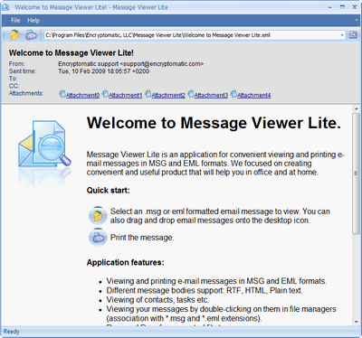 Message Viewer Lite Outlook Viewer main screen image